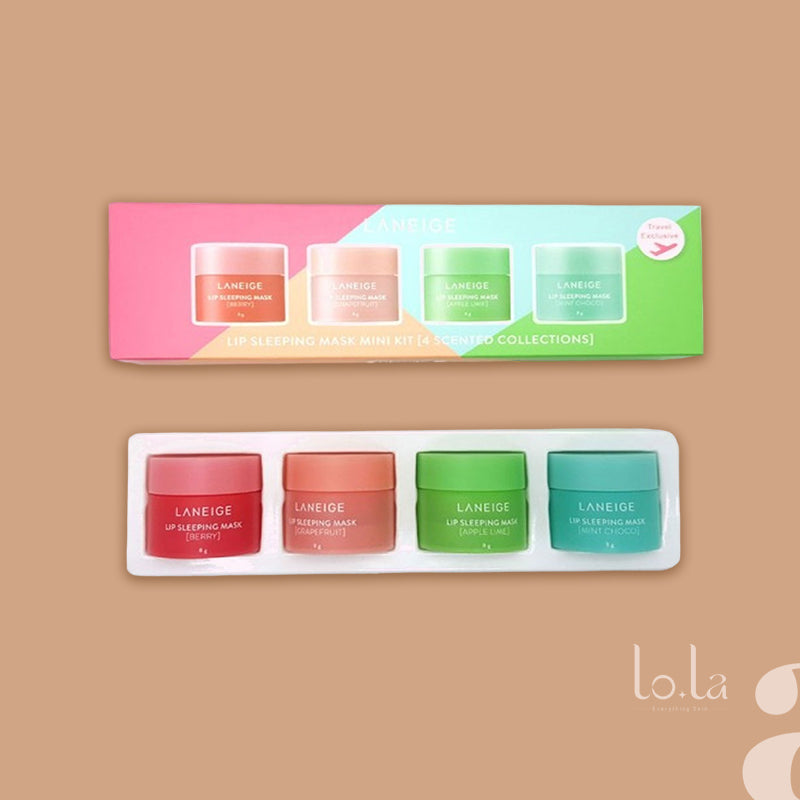 Laneige Lip Sleeping Mask Mini Kit - Berry, Grapefruit, Apple Lime, Mint Choco 4pcs