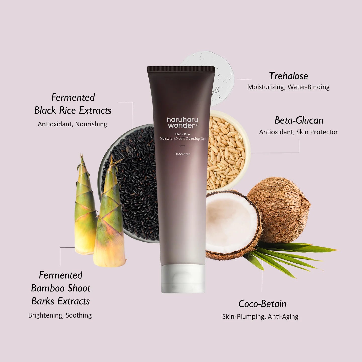 Haruharu Wonder Black Rice Moisture 5.5 Soft Cleansing Unscented Gel 100Ml