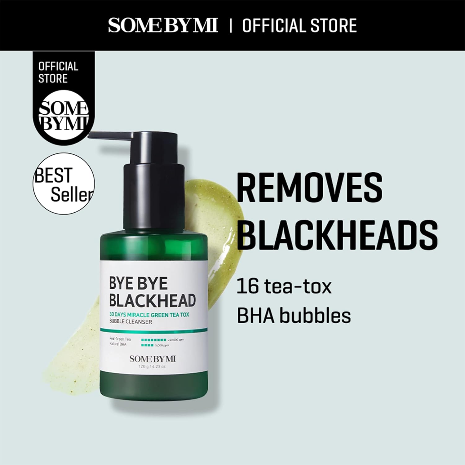 Some By Mi Bye Bye Blackhead 30 Days Miracle Green Tea Tox Bubble Cleanser 120Gm