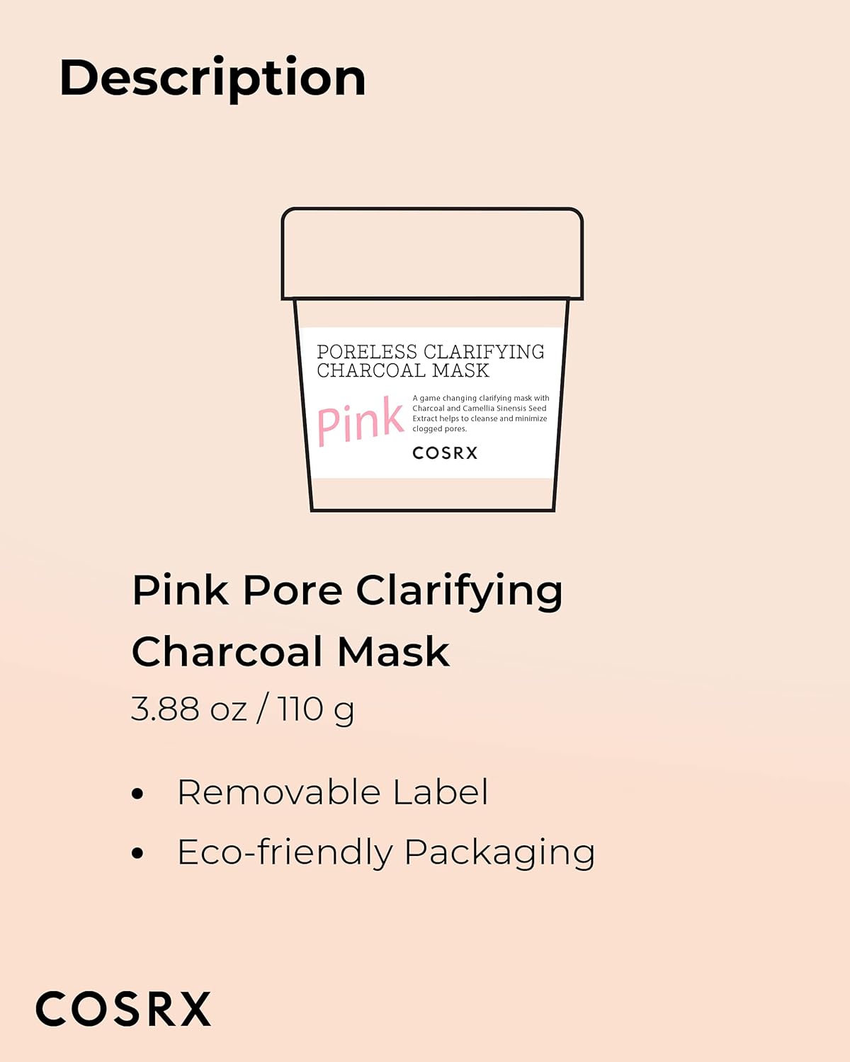 Cosrx Poreless Clarifying Charocal Mask Pink 110g