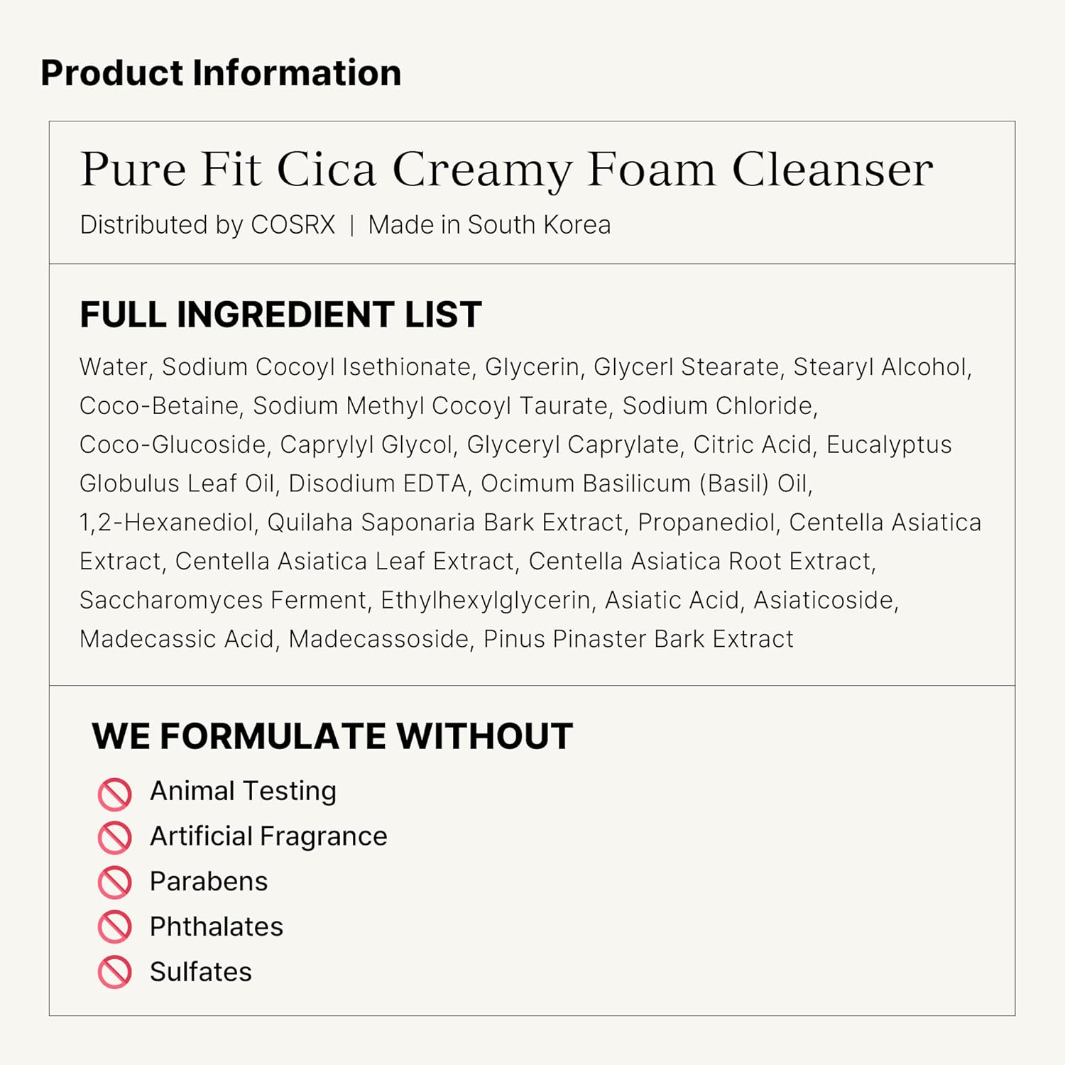 Cosrx Cica Creamy Foam Cleanser 150Ml