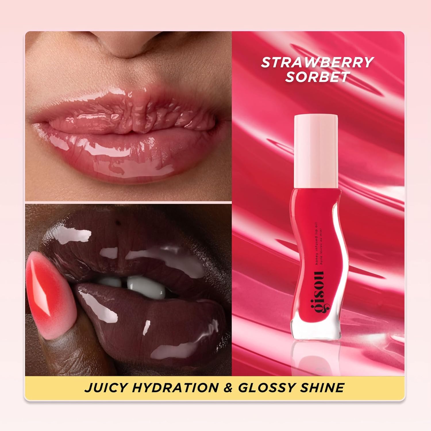 Gisou Honey Infused Lip Oil Strawberry Sorbet 8Ml