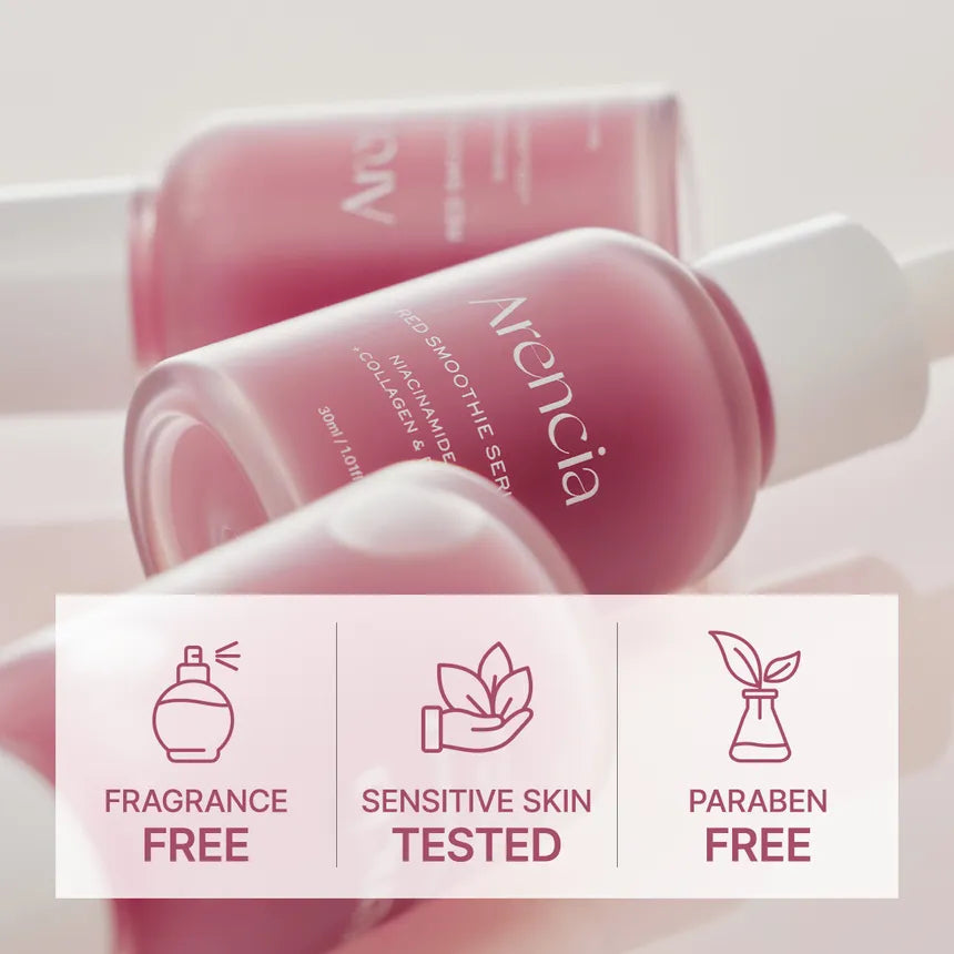 Arencia Red Smoohie Serum 8 Niacinimide 8% + Collagen & Peptide 30Ml