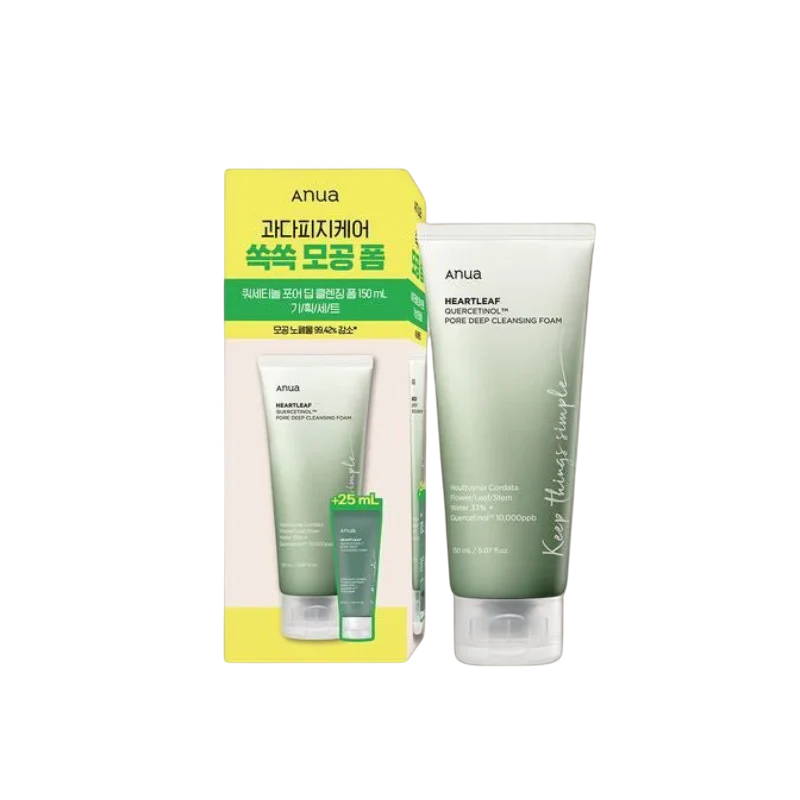 Anua Heart Leaf Quercetinol Pore Deep Cleansing Foam 150Ml + 25Ml Foam .