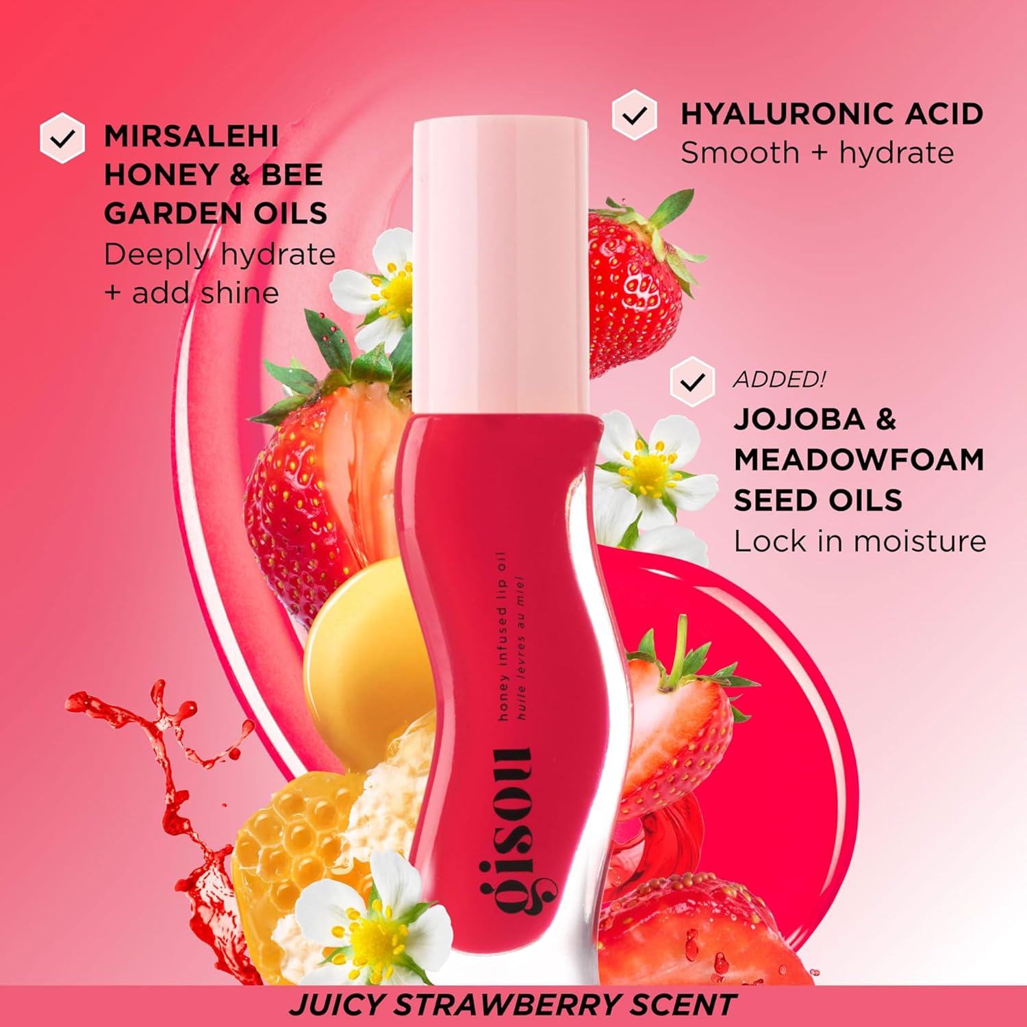 Gisou Honey Infused Lip Oil Strawberry Sorbet 8Ml